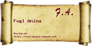 Fogl Anina névjegykártya